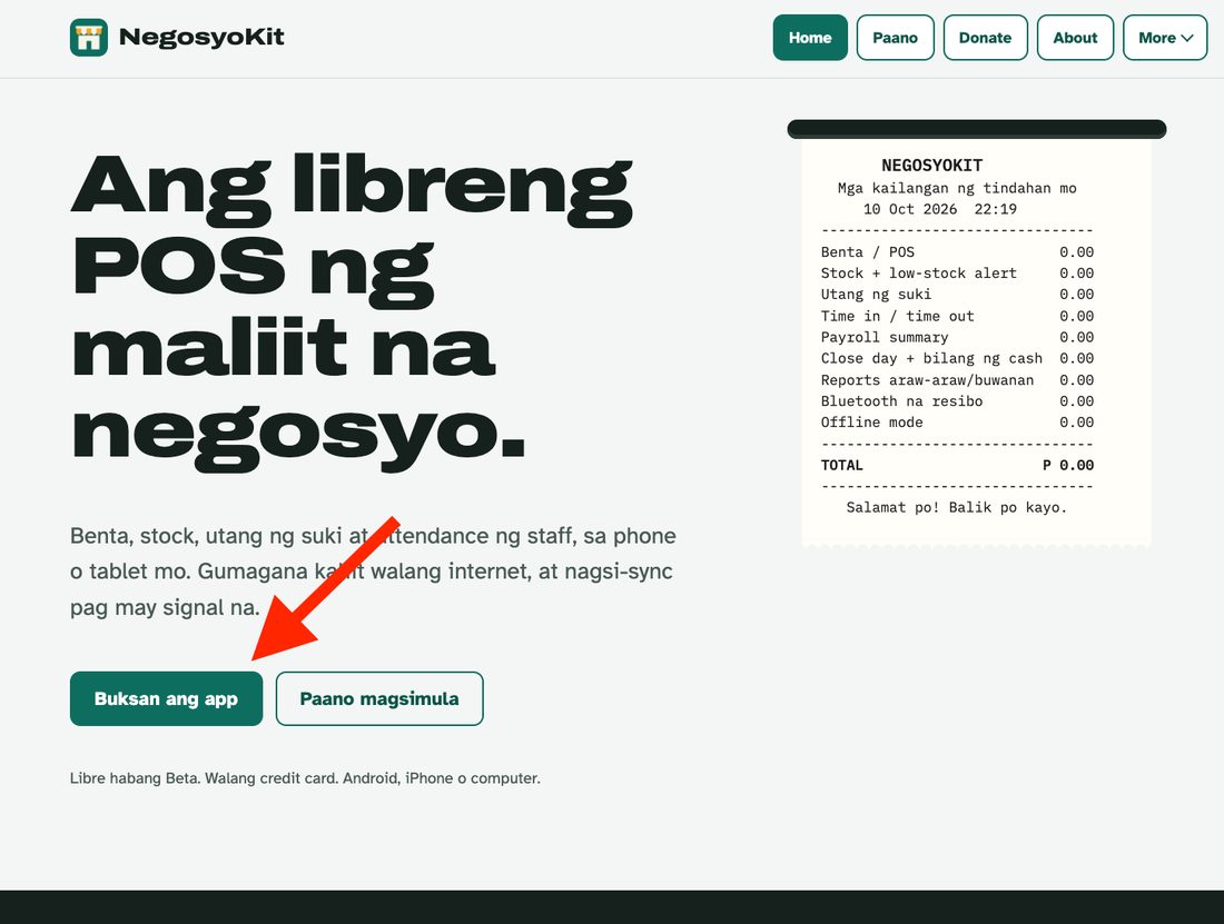 Home page ng NegosyoKit