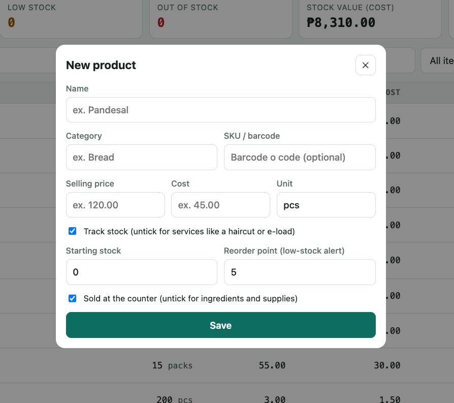 New product form