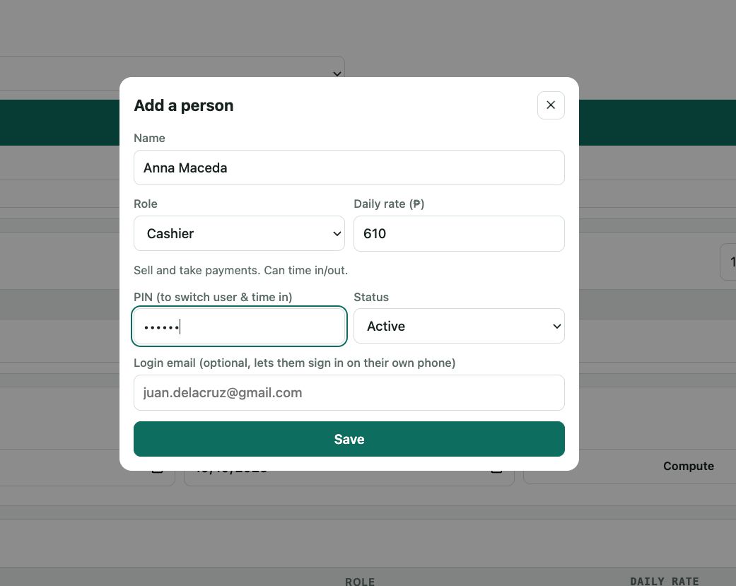 Add a person form